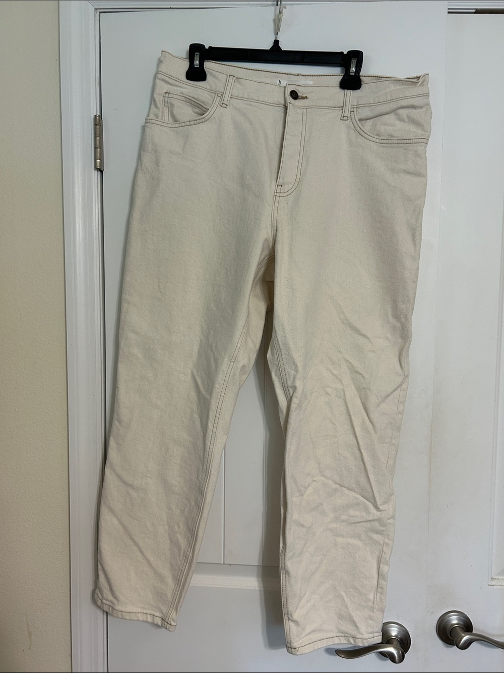 Mango Women's Straight Cream-Colored Jeans